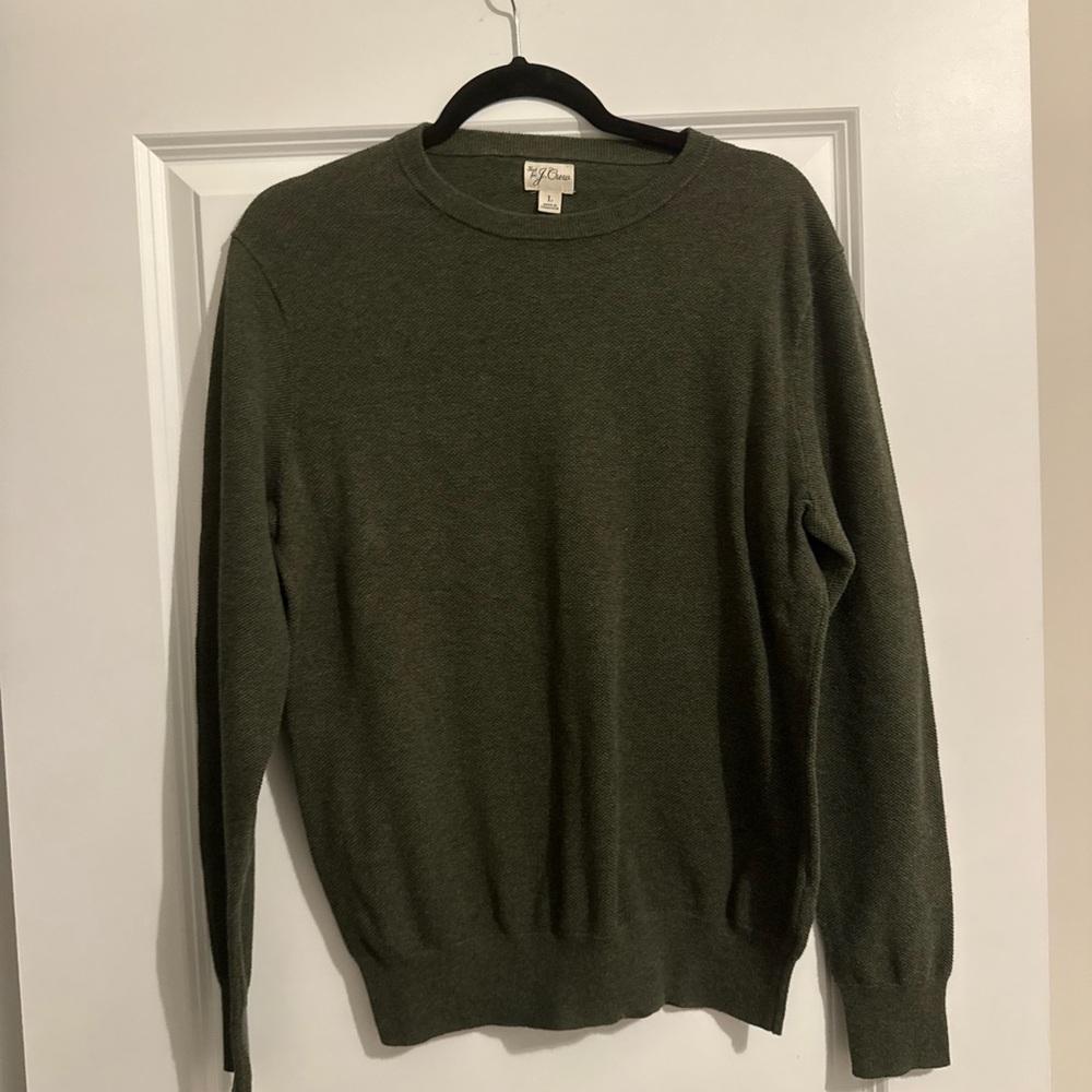 J Crew Men's Olive Crewneck Sweater - Classic Knit